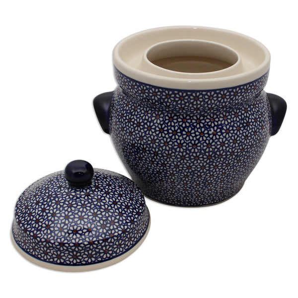 Boleslawiec Polish Decorated Fermenting Crock - 3L with Weights, Rooster or Flower