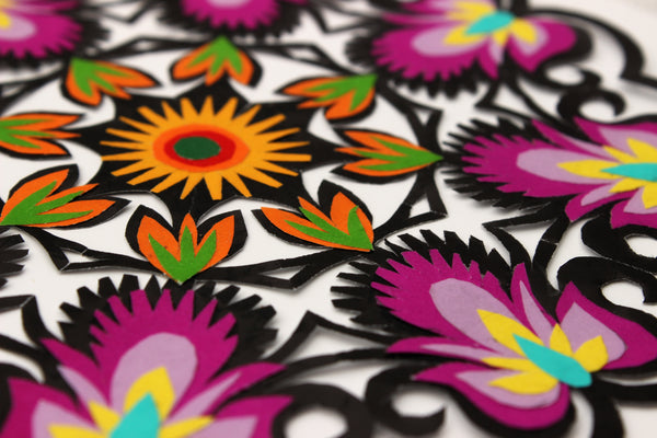 Polish Papercut Wycinanki Folk Art - Floral Medallion 15cm