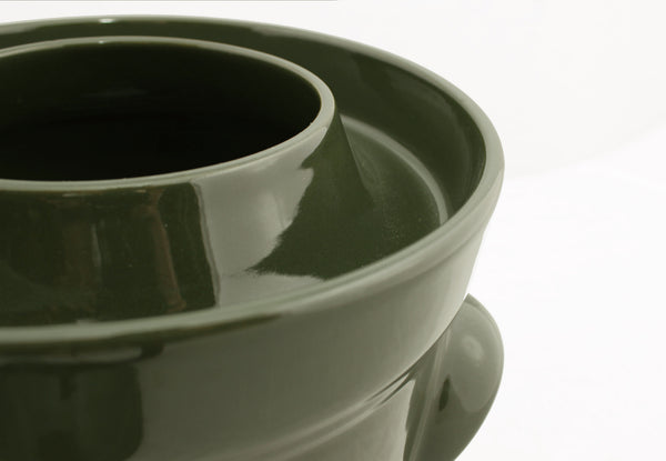 Boleslawiec Fermenting Crock - 5 Liter with Glass Weights, Olive Green